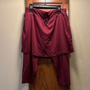 Burgundy color short Sport Skirt with attached leggings - 3X